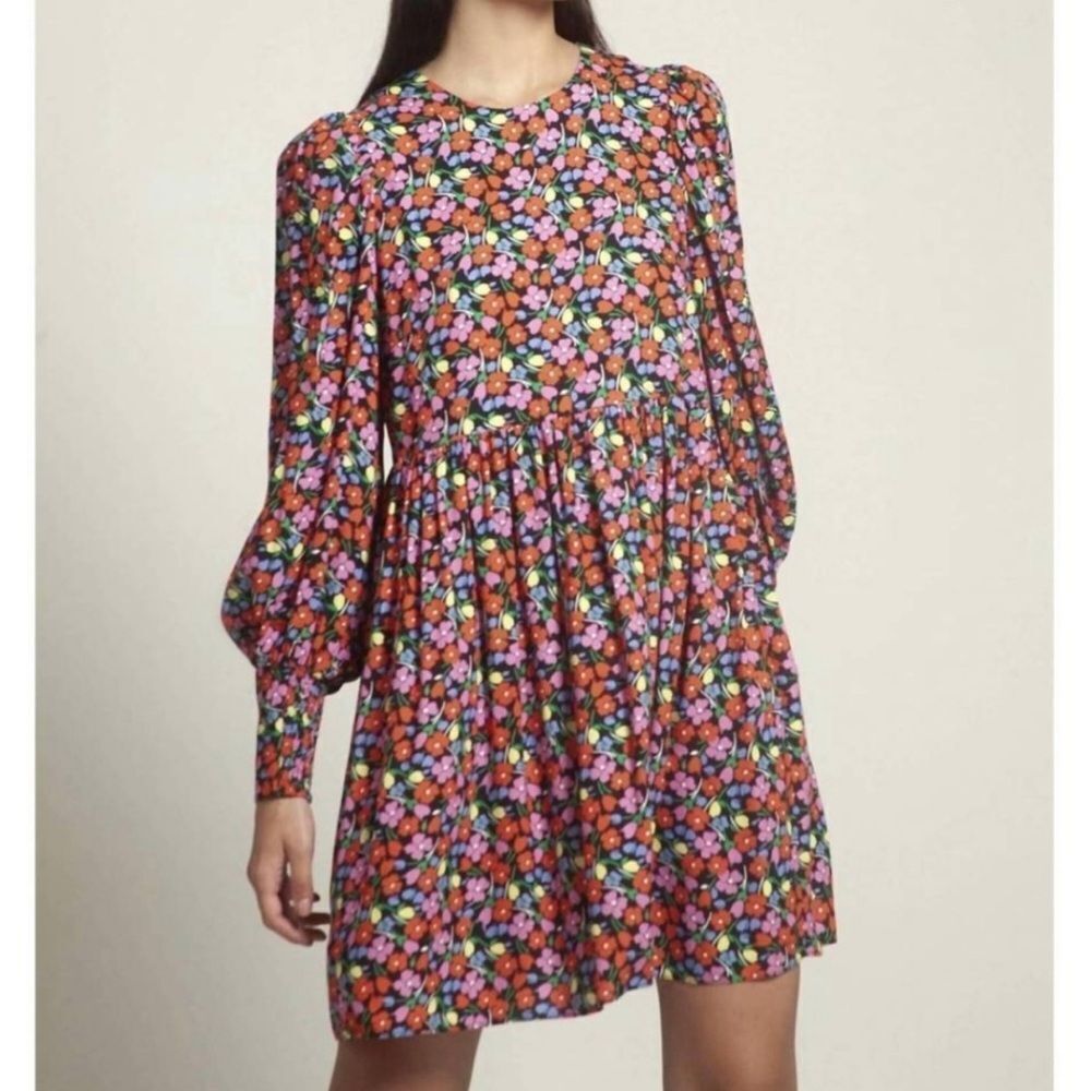 Fresha London Eda Floral Print Ditsy Garden Long Sleeve Mini Dress Women’s 4